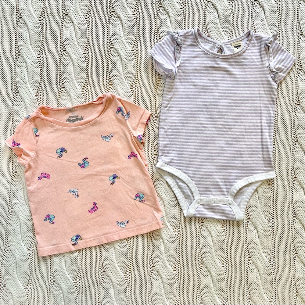 OshKosh B'gosh Peach Baby T-Shirt and Bodysuit Bundle